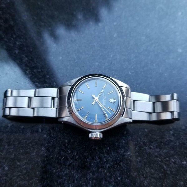 ROLEX Ladies Oyster Perpetual 6723 Automatic Blue Dial c.1973 All Original