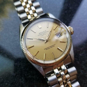 ROLEX Men's Oyster Perpetual Date 1500 14K Gold & SS, Swiss Vintage c.1972