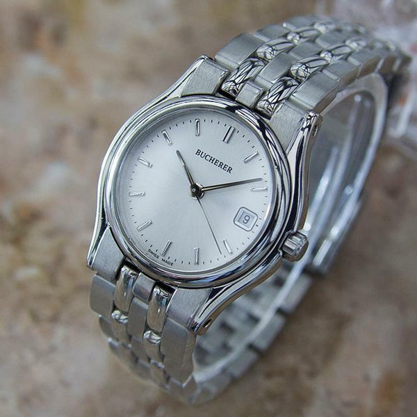 Bucherer Swiss Made Ladies Stainless Steel Luxury Quartz c 2000 Dress Watch