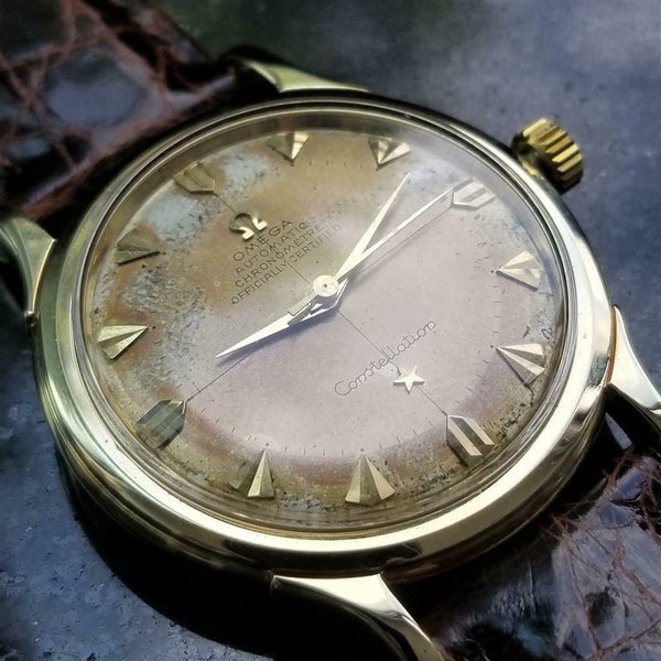 OMEGA 14K Gold Men's Constellation De Luxe Automatic, c.1950s Vintage