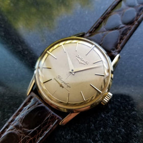 Longines Flagship Manual Vintage 18k Yel Gold 1960s Mens Watch on Croc