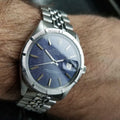 ROLEX Men's Oyster Perpetual Date 1501 Blue Dial, 1971 w/Service Box/Paper