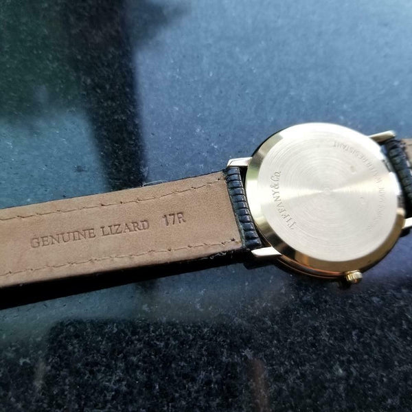 TIFFANY & CO Men's 18k Gold Diamond Dress Watch, c.2000s Swiss Luxury