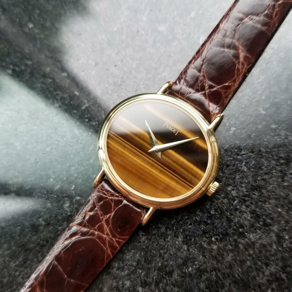 PIAGET Ladies Classique 18K Gold Tiger's Eye ref.9802 c.1980s Swiss Luxury