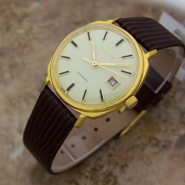 Bulova M8 1960s Swiss Made Mens Vintage Automatic Gold Plated Dress Watch