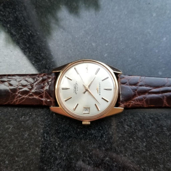 LONGINES Men's 18K Rose Gold Conquest 9041 Automatic w/Date c.1960s Swiss