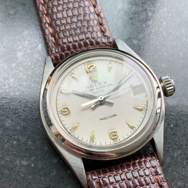 ROLEX Men's Midsize Oyster Perpetual Date 6066 Hand-Wind, c.1953 Swiss