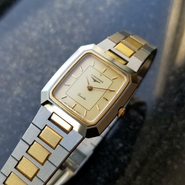 Longines Ladies 1980s Gold Plated Stainless Quartz Luxury Swiss Watch