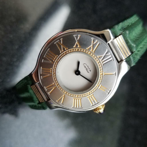 CARTIER Ladies Must De 21 Stainless Steel w/ Gold Inlay, c.1990s Swiss