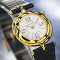 Leonard Swiss Made 1990s Ladies 24MM Luxury Gold Plated Quartz Dress Watch