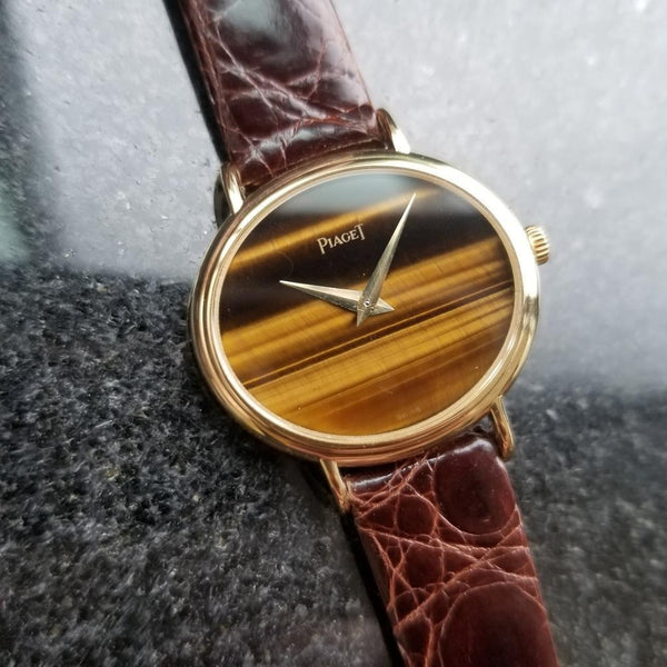 PIAGET Ladies Classique 18K Gold Tiger's Eye ref.9802 c.1980s Swiss Luxury