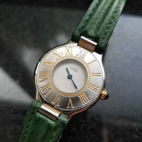 CARTIER Ladies Must De 21 Stainless Steel w/ Gold Inlay, c.1990s Swiss