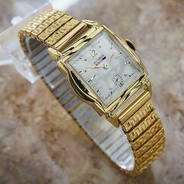 Benrus 1940s Swiss Made Gold Plated Unisex Ladies Manual Luxury Dress Watch