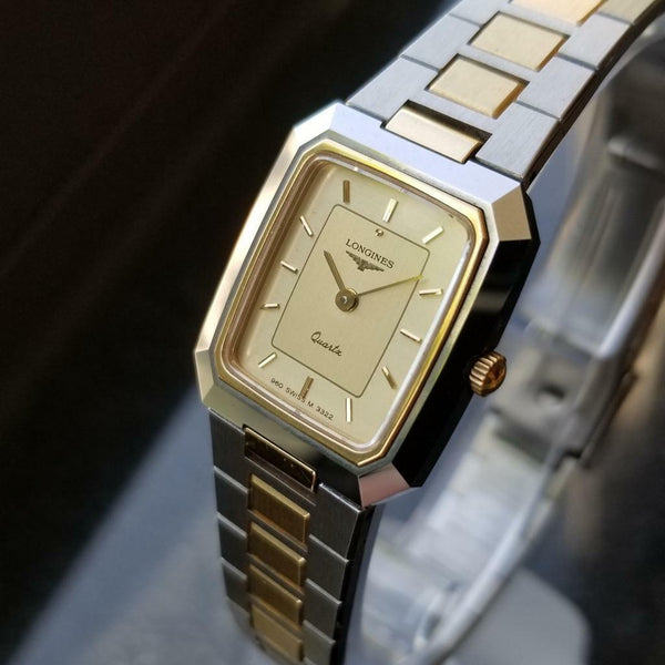 Longines Ladies 1980s Gold Plated Stainless Quartz Luxury Swiss Watch