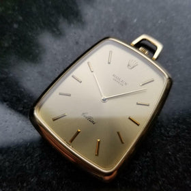 ROLEX Rare Solid 18K Gold Cellini Pocket Watch 3727 Hand-Wind c.1973 Swiss