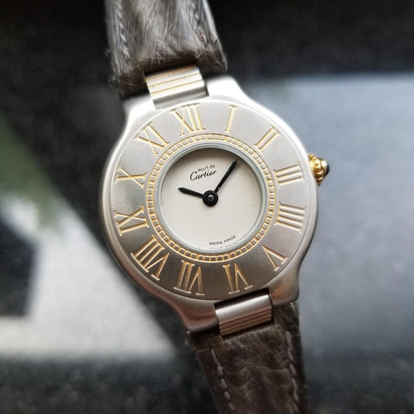 CARTIER Ladies Must De 21 Stainless Steel w/ Gold Inlay, c.1990s Swiss