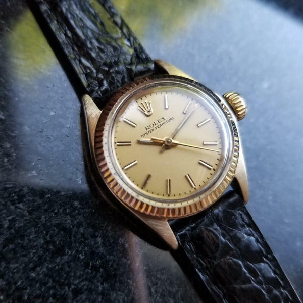 ROLEX Solid 14K Gold Ladies Oyster Perpetual 6719 Automatic c.1973 Swiss