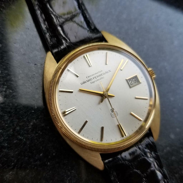 GIRARD PERREGAUX Men's 18K Solid Gold Gyromatic w/Date Dress Watch c.1960s