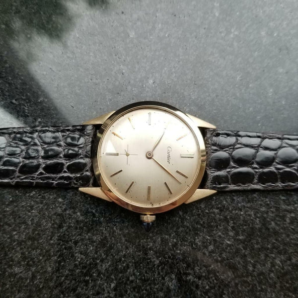 CARTIER 14K Solid Gold Men's Manual Hand-Wind Dress Watch c.1960s Swiss