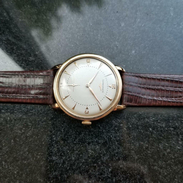 LONGINES Men's 18K Solid Gold Manual Hand-Wind Dress Watch c.1950s Swiss