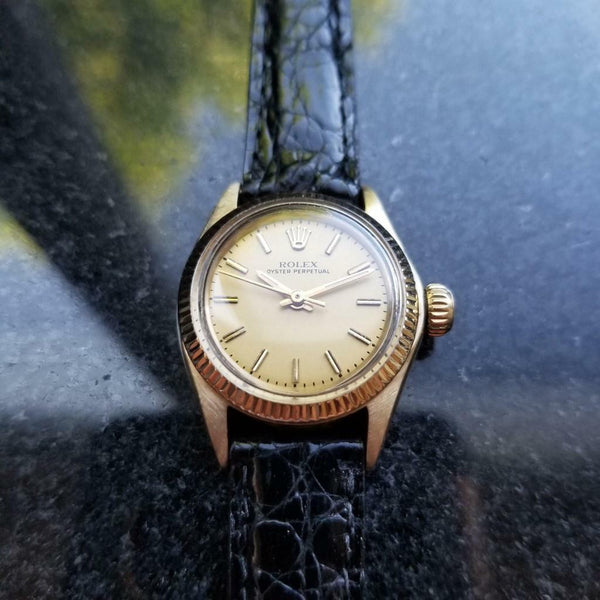 ROLEX Solid 14K Gold Ladies Oyster Perpetual 6719 Automatic c.1973 Swiss