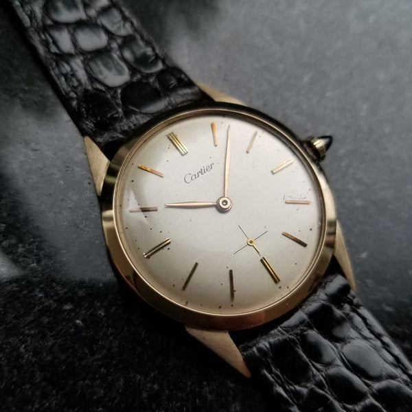 CARTIER 14K Solid Gold Men's Manual Hand-Wind Dress Watch c.1960s Swiss