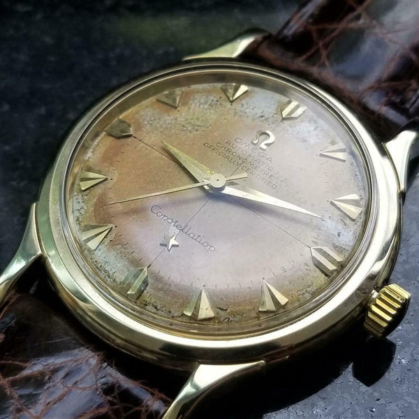 OMEGA 14K Gold Men's Constellation De Luxe Automatic, c.1950s Vintage