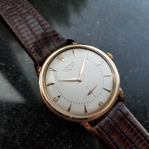 LONGINES Men's 18K Solid Gold Manual Hand-Wind Dress Watch c.1950s Swiss