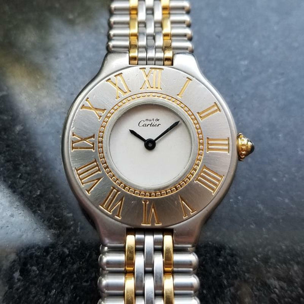 CARTIER Ladies Must 21 Cartier 18K Gold & SS Quartz, c.1990s Swiss Luxury