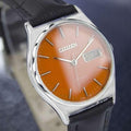 Citizen Day Date Manual Wind Men's Retro Dress Watch Orange Dial c.1970s