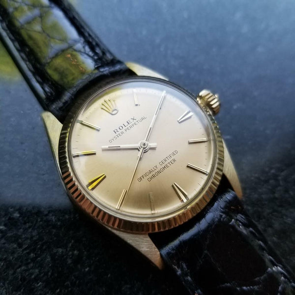 ROLEX 14K Solid Gold Oyster Perpetual 6551 Midsize Unisex Automatic c.1966