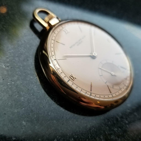 PATEK PHILIPPE Solid 18K Rose Gold 46mm Pocket Watch c.1940s Swiss Luxury