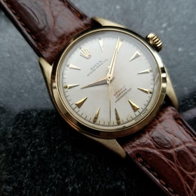 Rolex Vintage 6084 Oyster Perpetual 1952 14K Gold Bubbleback Red Officially