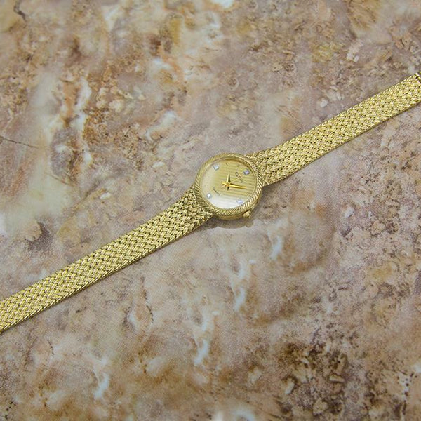 Elgin Swiss Made Ladies Gold Plated Luxurious 22mm Quartz Dress Watch