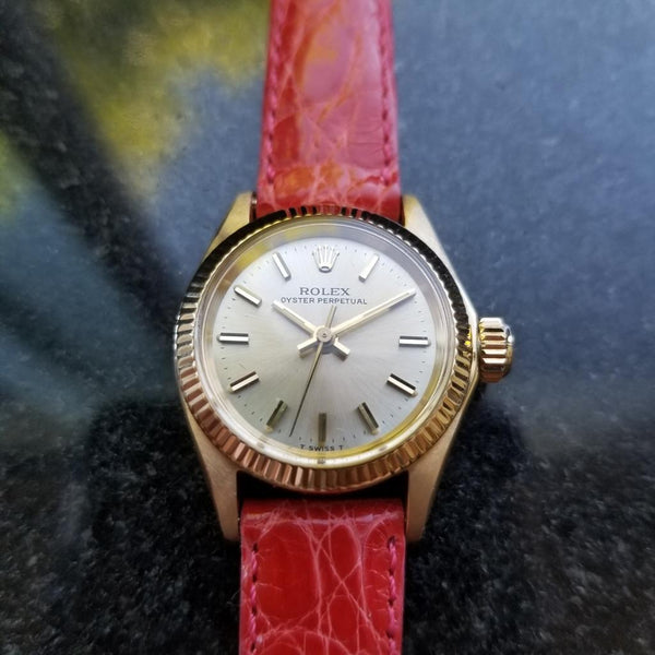 ROLEX Solid 18K Ladies Oyster Perpetual 6619 Automatic Dress Watch c.1967