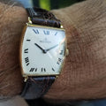 JAEGER LECOULTRE Men's Midsize/Unisex 18K Gold Tonneau Classic c.1960s