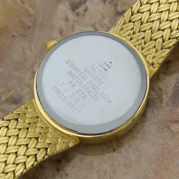 Elgin Swiss Made Ladies Gold Plated Luxurious 22mm Quartz Dress Watch