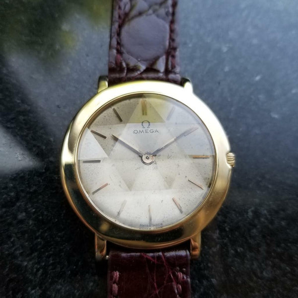 OMEGA Men's Midsize/Unisex 18K Solid Gold Hand-Wind Dress Watch c.1962