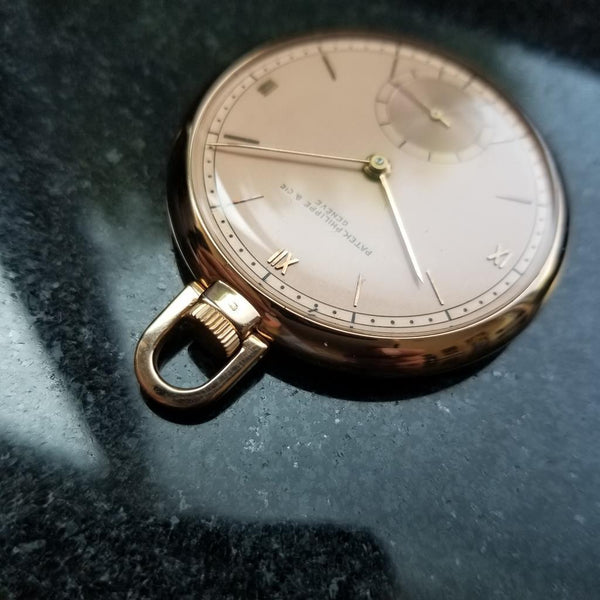 PATEK PHILIPPE Solid 18K Rose Gold 46mm Pocket Watch c.1940s Swiss Luxury