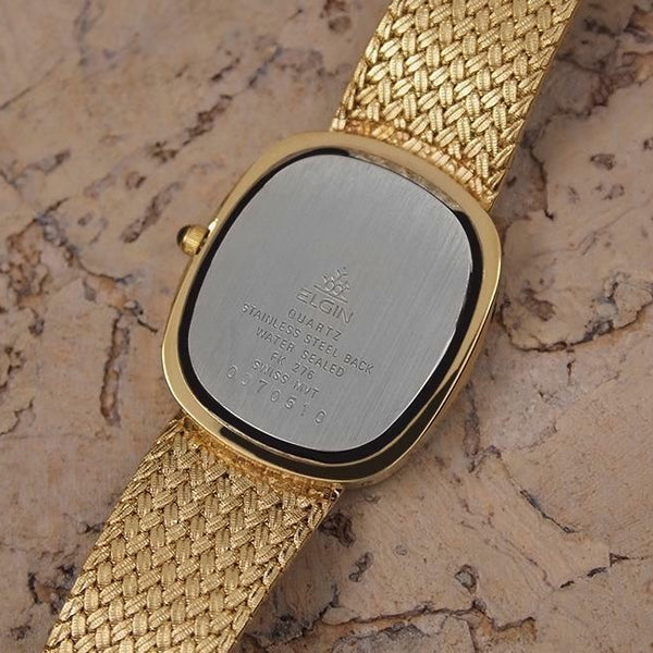 Elgin Swiss Made 1980s Mens Luxury Gold Plated Men's Quartz Dress Watch