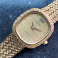 ELGIN Ladies 18k Gold-Plated Diamond Dress Watch, c.1980s Swiss Elegance