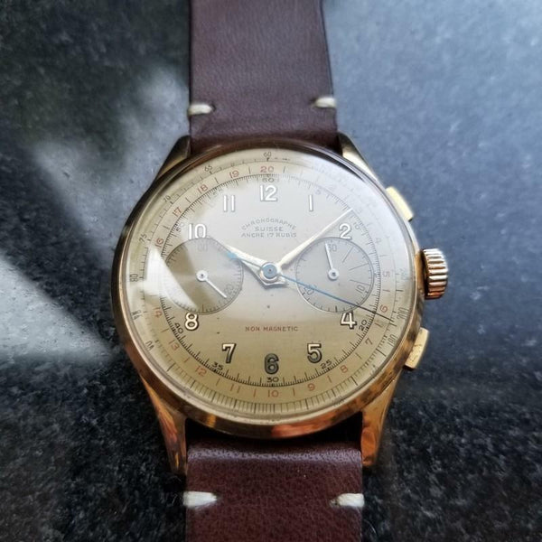 CHRONOGRAPHE SUISSE Men's 18K Solid Gold cal.257 Chronograph 38mm, c.1950s