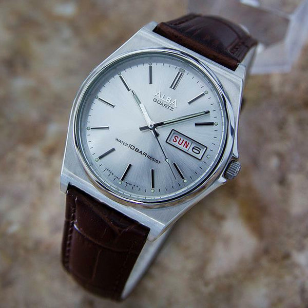 Seiko Alba Rare 1980s Mens Stainless Steel Made in Japan Quartz Watch