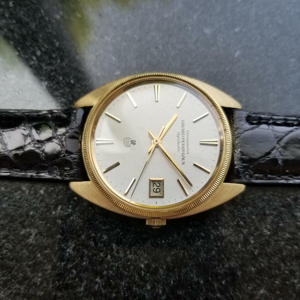 GIRARD PERREGAUX Men's 18K Solid Gold Gyromatic w/Date Dress Watch c.1960s