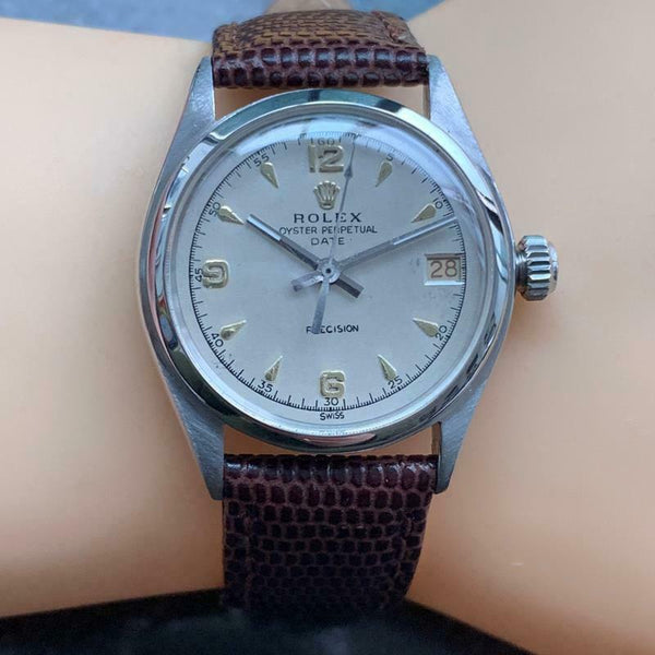 ROLEX Men's Midsize Oyster Perpetual Date 6066 Hand-Wind, c.1953 Swiss