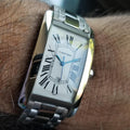 CARTIER Men's 18K White Gold Tank Americaine XL 1741 Automatic c.2000s