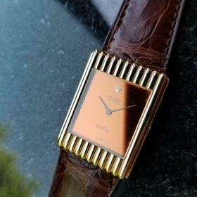 Rolex Cellini 18K Solid Gold 1974 Vintage Swiss Watch Manual on Crocodile