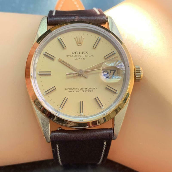 ROLEX Men's 18k & ss Oyster Date 1550 Automatic, c.1980s Vintage Swiss