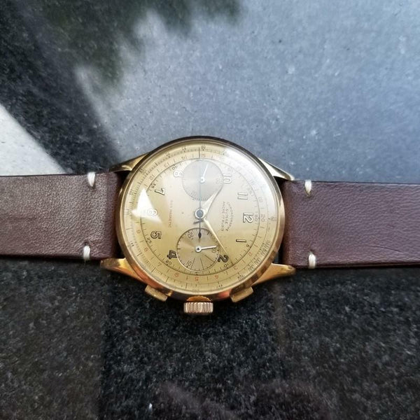 CHRONOGRAPHE SUISSE Men's 18K Solid Gold cal.257 Chronograph 38mm, c.1950s