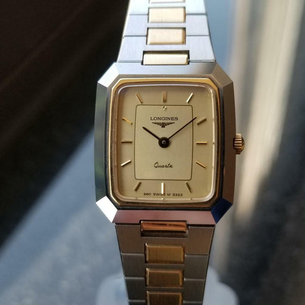 Longines Ladies 1980s Gold Plated Stainless Quartz Luxury Swiss Watch